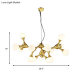 Modern Metal Starburst Chandelier With Glass Globe Shade - Available In 5/9/15 Lights