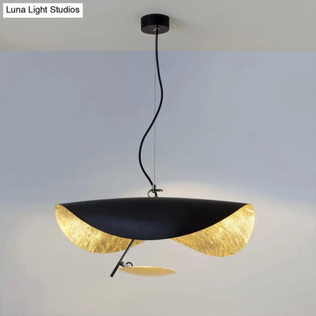 Modern Metal Twisting Pendant Light Fixture In Black & Gold - 1-Light Lamp Hanging