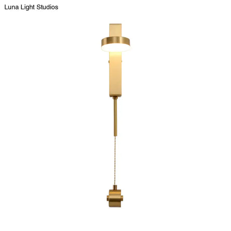 Modern Metal Wall Sconce: 1-Bulb Brass Led Lighting In Warm/White Light