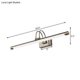 Modern Metallic Arc Led Vanity Light Fixture With Acrylic Shade - 16.5/20.5 W Nickel Finish