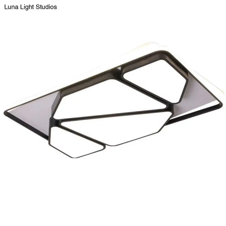 Modern Metallic Black & White Splicing-Block Led Flush Ceiling Light - 16’/19.5’/35.5