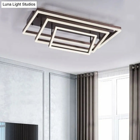 Modern Metallic Brown Semi Flush Mount Light In Warm/White/Neutral Tones