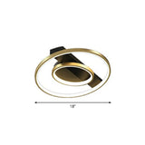 Modern Metallic Flushmount Led Ceiling Light With Gold Finish - Ideal For Bedroom / Remote Control