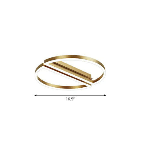 Modern Metallic Flushmount Led Ceiling Light With Gold Finish - Ideal For Bedroom / Remote Control
