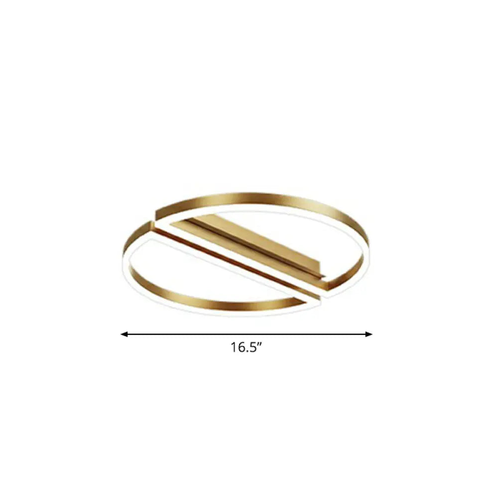 Modern Metallic Flushmount Led Ceiling Light With Gold Finish - Ideal For Bedroom / White Semicircle