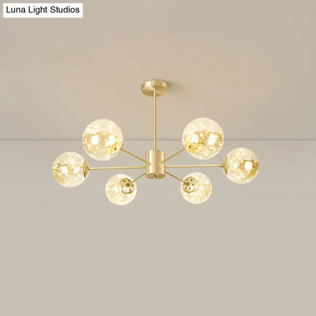 Modern Metallic Globe Led Chandelier Light In Gold