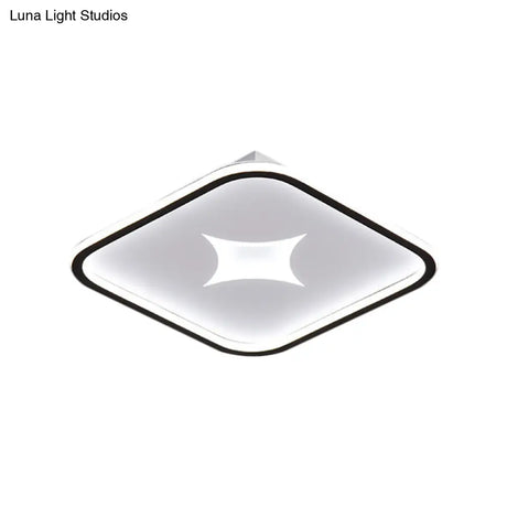 Modern Metallic Led Flush Ceiling Light In Black/Gold - Round/Rectangle White Available 3 Sizes