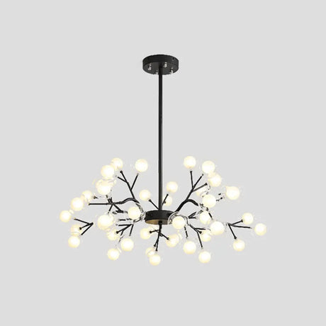 Modern Metallic Starburst Chandelier Led Pendant Light For Living Room 45 / Black B