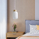 Modern Milk Glass Ribbed Cylinder Pendant Light - 5.5’/8’/12’ 1 White Ceiling Fixture For