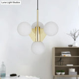 Modern Milky Glass Global Chandelier Pendant Lighting In Gold - 4 Heads Fixture