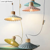 Modern Mini Colorful Pendant Light With Lovely Cement Saucer Shade For Bedroom