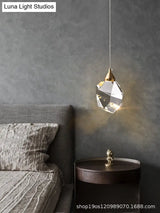 Modern Mini Crystal Pendant Light With Brass Finish For Living Room Bar And Coffee Shop Ceiling