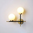 Modern Mini Globe Milk Glass Wall Sconce - 2-Light Black Fixture For Foyer / Left