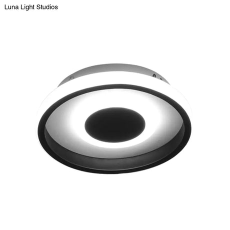 Modern Mini Led Flush Mount Ceiling Lamp With Black Frame In Warm/White/3 - Color Light Options