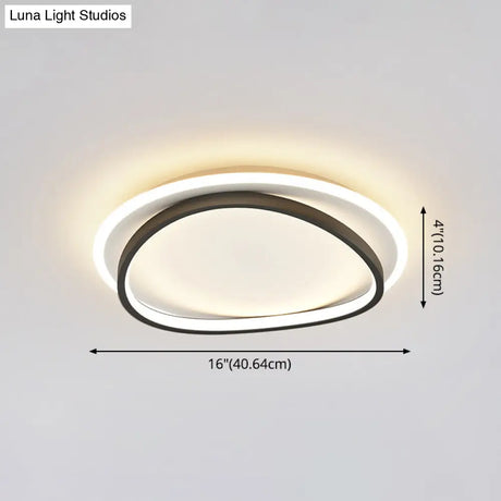 Modern Minimalist Double Round Flush Mount Led Ceiling Light For Bedrooms