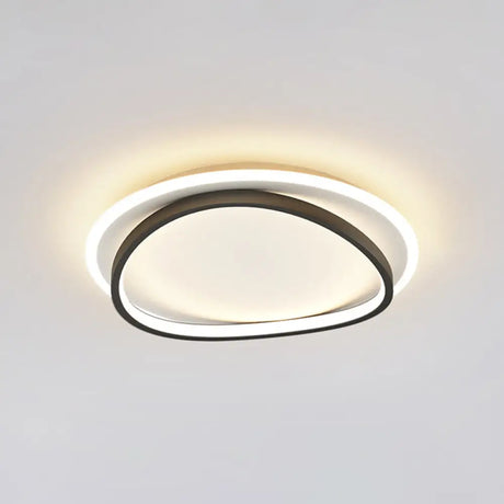 Modern Minimalist Double Round Flush Mount Led Ceiling Light For Bedrooms Black / 19.5 White