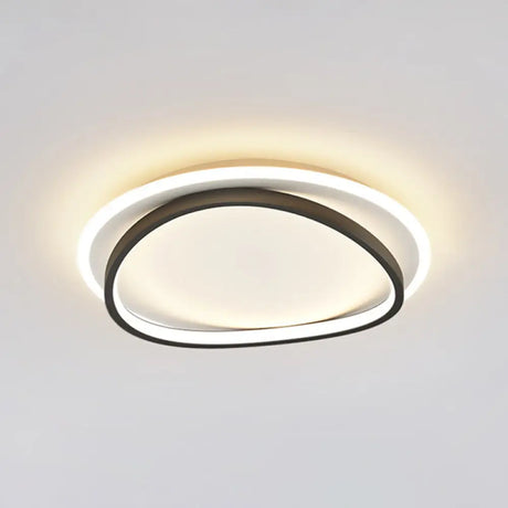 Modern Minimalist Double Round Flush Mount Led Ceiling Light For Bedrooms Black / 23.5 Warm
