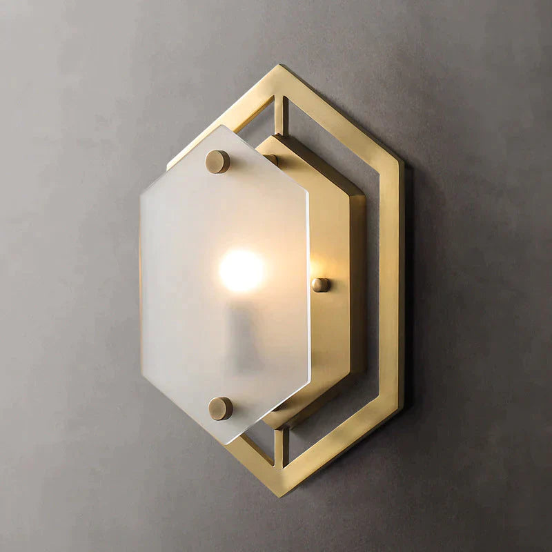 Modern Minimalist Luxury Hexagonal Copper Wall Lamp Lamps