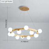 Modern Minimalist Natural Wood Round Chandelier - Stylish Light Fixture For Living Room Ceiling