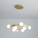 Modern Minimalist Natural Wood Round Chandelier - Stylish Light Fixture For Living Room Ceiling 8 /