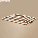 Modern Minimalist Rectangle Ceiling Lamp - Led Flush Mount Lighting In Brown