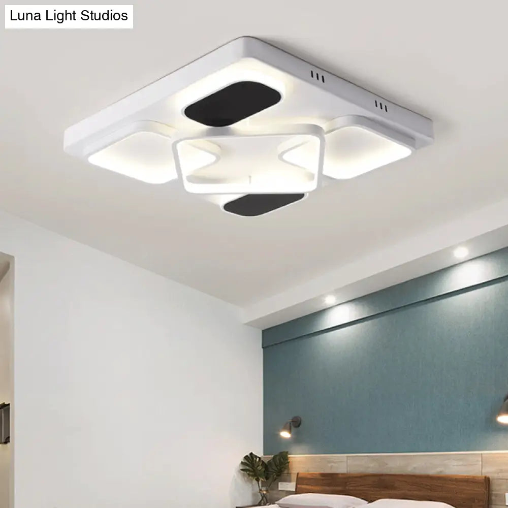 Modern Minimalist Square Flush Ceiling Light In Black – Acrylic Shade Led 21.5’/27.5’ Width