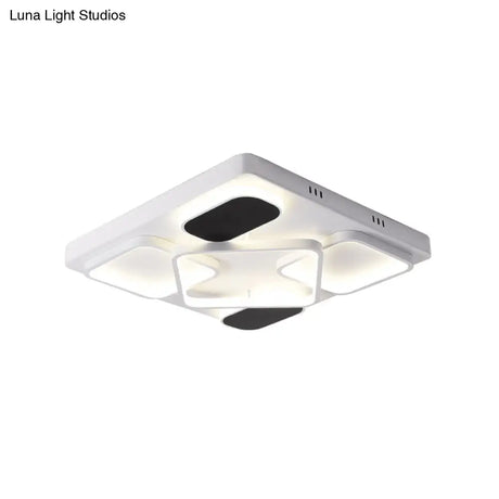Modern Minimalist Square Flush Ceiling Light In Black – Acrylic Shade Led 21.5’/27.5’ Width