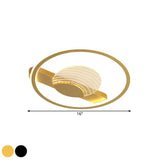 Modern Minimalistic Ceiling Lamp: Metallic Circle And Line Design Led Flush Mount Fixture For