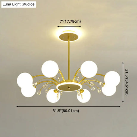 Modern Modo Chandelier With Opal Frosted Glass | Ceiling Hang Light For Sitting Room
