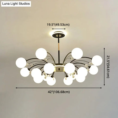 Modern Modo Chandelier With Opal Frosted Glass | Ceiling Hang Light For Sitting Room