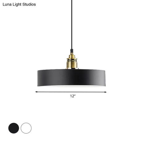 Modern Monochrome Round Shade Hanging Light - Stylish Aluminum Pendant For Study Room
