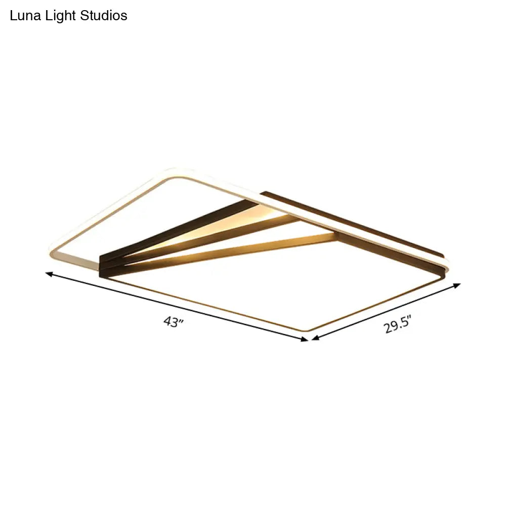 Modern Multi - Layer Flush Mount Ceiling Light - Metal Led Wide 18’/23.5’/35.5’ Black Bedroom