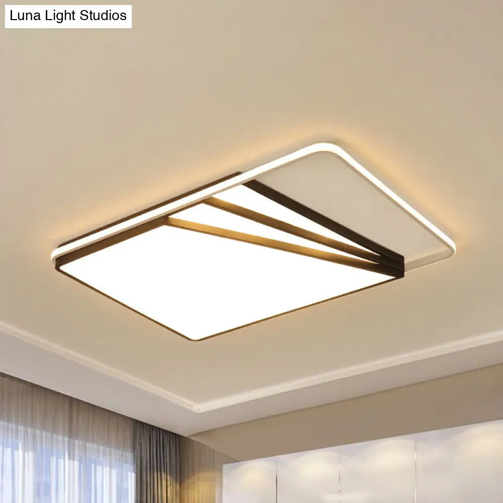 Modern Multi - Layer Flush Mount Ceiling Light - Metal Led Wide 18’/23.5’/35.5’ Black Bedroom