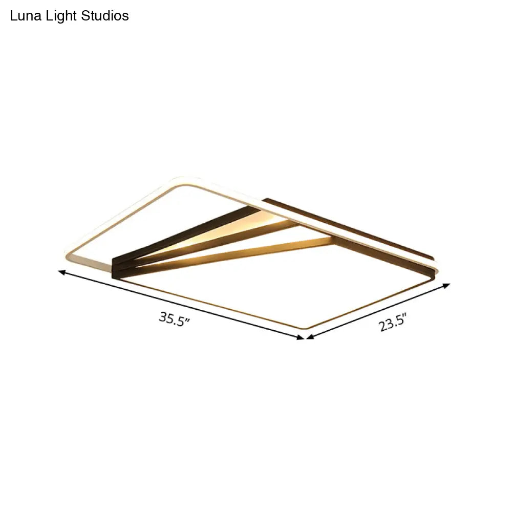 Modern Multi - Layer Flush Mount Ceiling Light - Metal Led Wide 18’/23.5’/35.5’ Black Bedroom