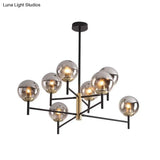 Modern Multi-Layer Radial Ceiling Chandelier With 6/8 Lights - Blue Amber And Smoke Gray Glass Ideal