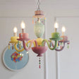 Modern Multicolor Glass Candle Hanging Light Chandelier With Cup Decoration For Kindergarten 5 /