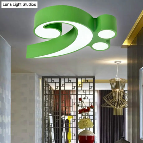 Modern Musical Note Flush Ceiling Light For Bedroom - Acrylic Lamp