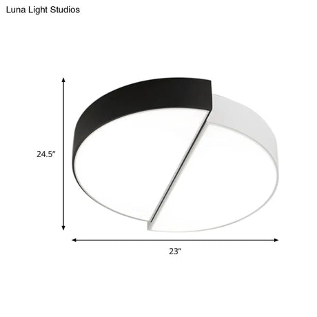 Modern Nordic 2 - Semicircular Ceiling Light - Integrated Led Flush Mount In Black & White Acrylic