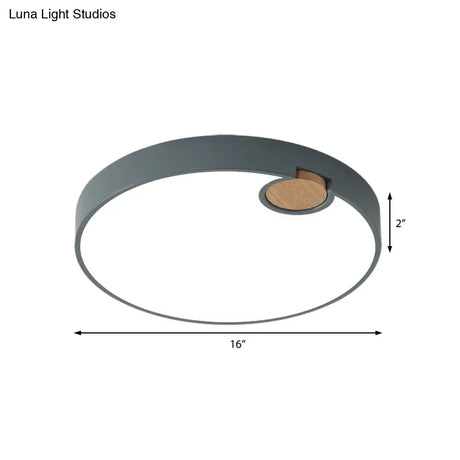 Modern Nordic Acrylic Led Flush Mount Ceiling Lamp Grey Wood Deco Warm/White/Neutral Light