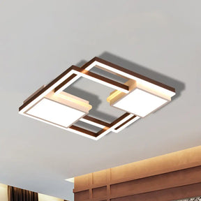 Modern Nordic Black Geometric Led Flush Mount Ceiling Light Fixture 18’/21.5’ W / 18’