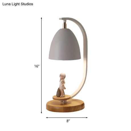 Modern Nordic Conical Nightstand Lamp - White/Black Metallic 1 Light Girl Decor