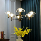 Modern Nordic Gold And Black Jellyfish Pendant Light Kit With Clear Glass Shade 6 / Gold-Black