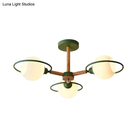 Modern Nordic Pendant Chandelier With 3 Milk Glass Spherical Shades - Kitchen Lighting