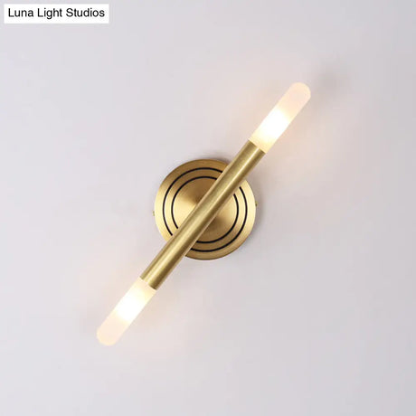 Modern Nordic Style Metal Wall-Mount Sconce Lamp - Slim Tube Design With Brass Finish 2 Heads