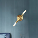 Modern Nordic Style Metal Wall-Mount Sconce Lamp - Slim Tube Design With Brass Finish 2 Heads