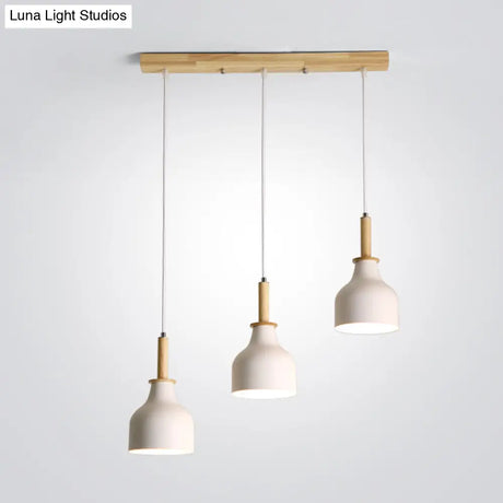 Modern Nordic Urn Cluster Pendant With 3 Head Iron Hanging Light - White/Black Finish