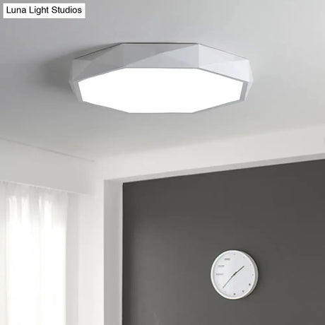 Modern Octagon Metal Led Flush Mount Lamp - 16’/19.5’/23.5’ Wide White Perfect For Living Room