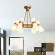 Modern Opal Glass Chandelier - Wide Flare 16 Bulbs Black/Gold Pendant Light Fixture Gold