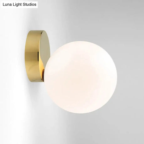 Modern Opal Glass Flush Mount With 1-Light Spherical Shade For Hallway Lighting