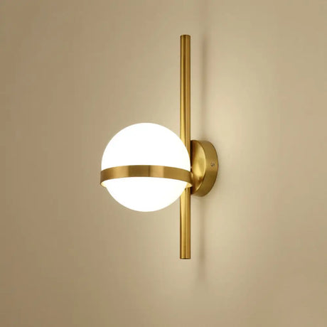 Modern Opal Glass Orb Wall Sconce Lamp - Stylish 1-Bulb Lighting For Living Room Gold / Small